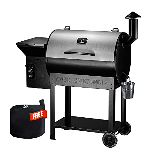 Z GRILLS Wood Pellet Smoker Grill, 8 in 1 BBQ Grill with Auto Temperature Control, 697 sq in Cooking Area for Backyard, Patio and Outdoor Cooking, 7002E, Sliver