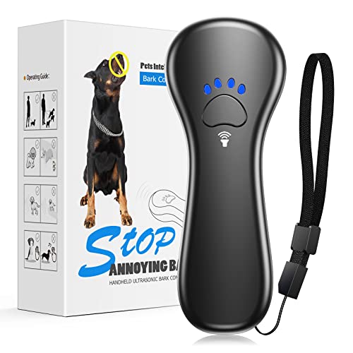 Ahwhg New Anti Barking Device, Dog Barking Control Devices,Rechargeable Ultrasonic Dog Bark Deterrent up to 16.4 Ft Effective Control Range Safe for Human & Dogs Portable Indoor & Outdoor(Black)