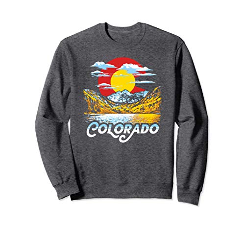 Vintage Colorado Flag Maroon Bells Retro Mountains Graphic Sweatshirt