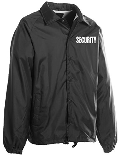 First Class 100% Nylon Windbreaker with Securtiy I.D. (Black)-Large