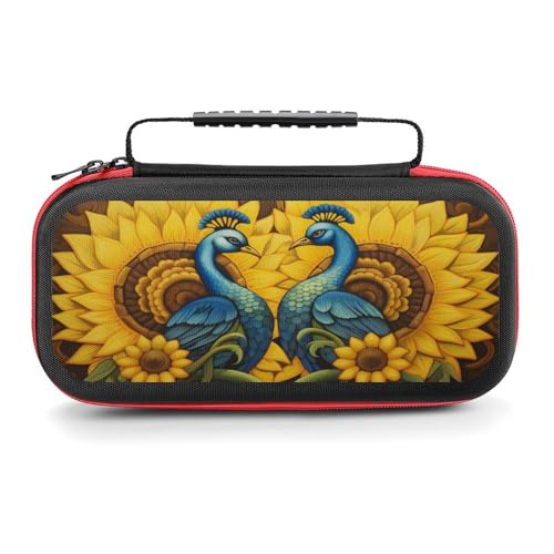 AoHanan Switch Carrying Case Two Peacocks Sitting on Tree Branch. Switch Game Case with 20 Games Cartridges Hard Shell Travel Protection Storage Case for Console & Accessories
