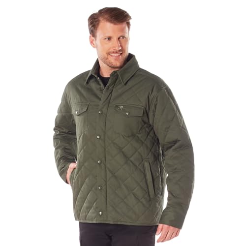 Rothco Diamond Quilted Cotton Jacket – Warm and Comfortable Flannel-Lined Outdoor Jacket, Olive Drab, S