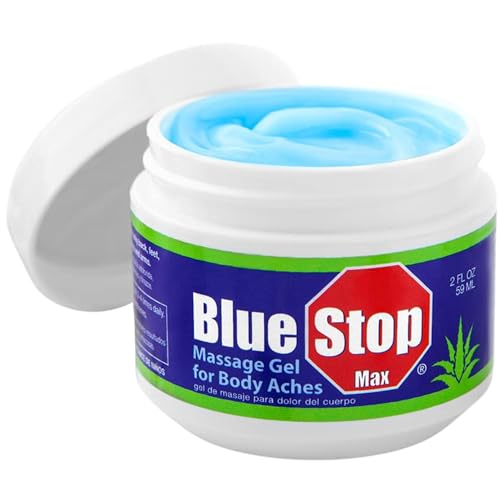 Blue Stop Max Muscle & Joint Relief Gel: Fast-Acting Sore Muscle, Back & Neck Relief Cream, Numbing Emu Oil Formula for Ankle, Leg Cramps, Tennis Elbow - 2 Oz Jar