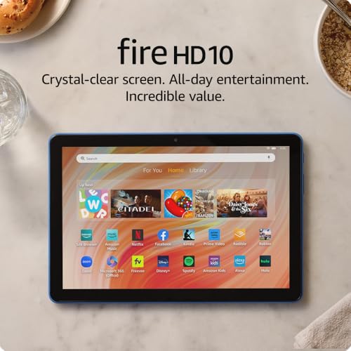 Amazon Fire HD 10 tablet, built for relaxation, 10.1' vibrant Full HD screen, octa-core processor, 3 GB RAM, latest model (2023 release), 64 GB, Ocean