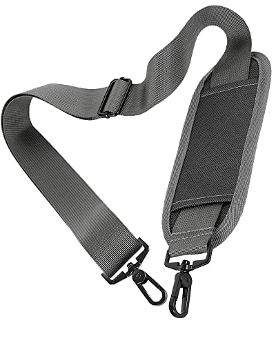 Taygeer Crossbody Strap Replacement, Universal Duffle Messenger Shoulder Bag Strap Detachable Padded Adjustable Belt with Metal Hook Clip for Briefcase Carrier Bag Laptop Case Camera Bag,Grey
