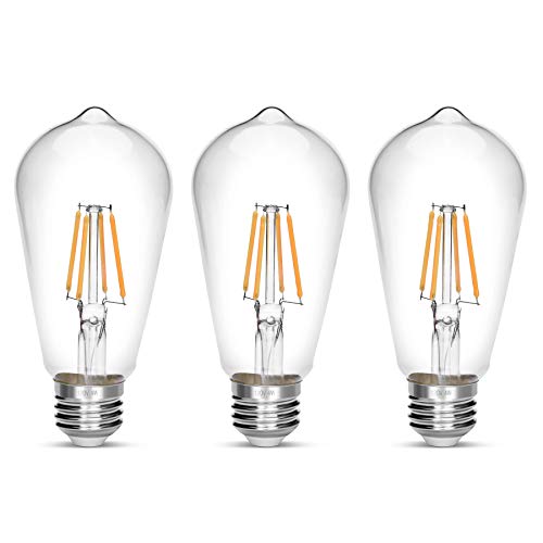 LED Edison Bulb,Antique 40W Vintage Bulb,E26 Non Dimmable Led Bulb 450 Lumens 2700K, Warm White, Pack of 3