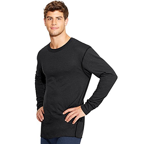 Duofold Men's Mid-Weight Wicking Crew Neck Top, Black, Large