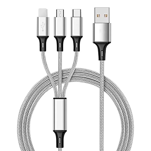 Pro USB 3in1 Multi Cable Compatible with Lava Iris 300 Style Data Universal Extra Strength for Fast Quick Charging Speeds! (Silver)