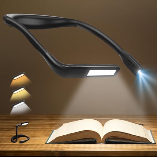 Reading Lights for Books in Bed, Knitting Crochet Accessories Book Lovers Gift for Birthday Father Mother Day, Neck Reading Lamp Book Lights for Reading at Night in Bed, Rechargeable Booklight 2000mAh