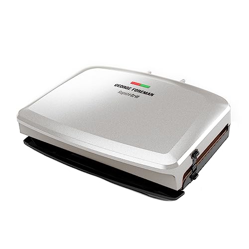 George Foreman 5-Serving Removable Plate Electric Indoor Grill and Panini Press - White Gold with Bronze Plates