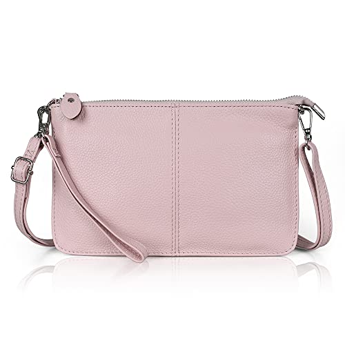 befen Pink Leather Wristlet Clutch Wallet Purses Small Envelope Crossbody Bags for Women - Blush Pink