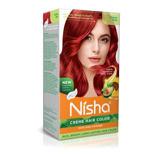 Nisha Cream Hair Color (150 ml/each) Flame Red Pack of 1