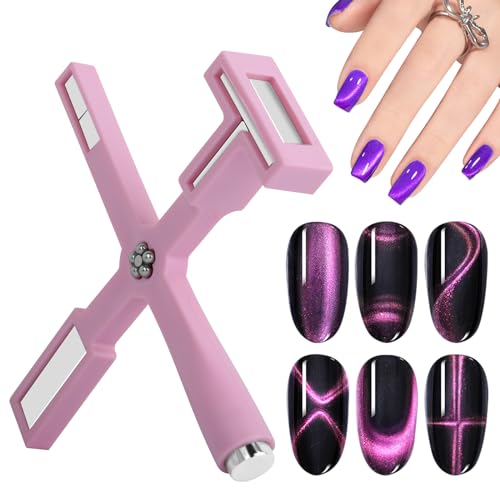 Vnjaoi Nail Magnet Set, Upgraded 5 in 1 Multi-Function Nail Magnet Pens with Silicone Protective Case, Magnetic Nail Polish Magnet Wand for Nails Cat Eye Nail Design Tools Nail Art Accessories