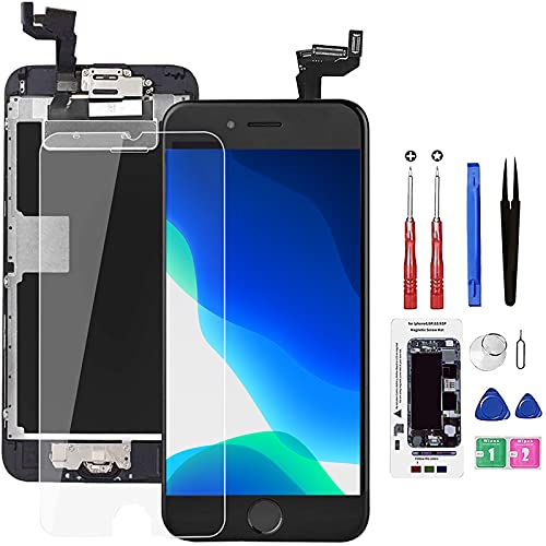 for iPhone 6S Screen Replacement Black,Drscreen LCD Touch Digitizer Complete Display for A1633, A1688, A1700,with Home Button Proximity Sensor Ear Speaker Front Camera Screen Protector and Repair Tool