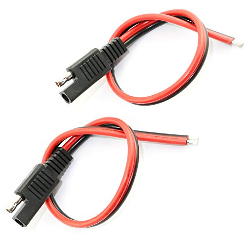 DGZZI 2PCS 14AWG SAE Extension Cable 30CM 2 Pin SAE Single Plug Quick Disconnect SAE Power Automotive Extension Cable for Motorcycle, Car, Tractor