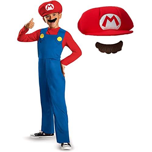Disguise Nintendo Super Mario Bros DISK73689L Classic Costume, (Small 4-6 years), Red, Blue