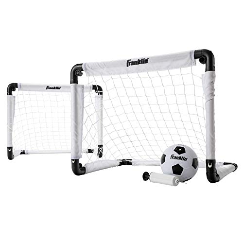 Franklin Sports Kids Mini Soccer Goal Set - Backyard/Indoor Mini Net and Ball with Pump - 22' x 17' Goal Size, White/Black