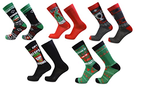 National Lampoon Christmas Vacation Griswold Men's 5 Pack Crew Socks, Cc515, Shoe Size: 6-12