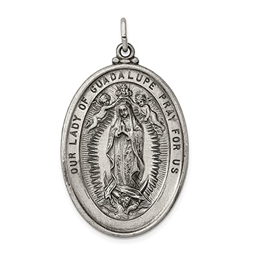 925 Sterling Silver Vintage Our Lady Of Guadalupe Medal Necklace Charm Pendant Religious Fine Jewelry For Women Gifts For Her