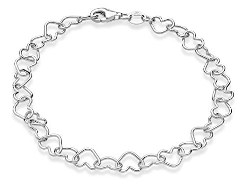 Miabella Sterling Silver Italian 5mm Rolo Heart Link Chain Bracelet for Women Teen Girls, Made in Italy (Length 6.5 Inches)
