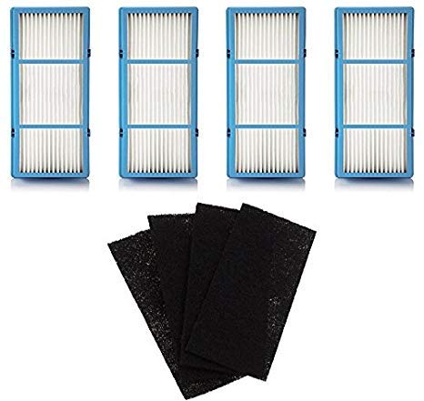 Nispira Total Air True HEPA Air Filter Replacement Carbon Compatible with Holmes AER1 Total Air Purifier HAPF30AT - 1.37” x 10” x 4.62” (4 HEPA Filters + 4 Carbon Filters)