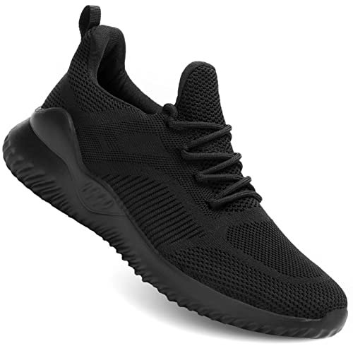 Kapsen Men's Non Slip Running Shoes Ultra Light Breathable Casual Walking Shoes Fashion Sneakers Mesh Workout Sports Shoes Full Black