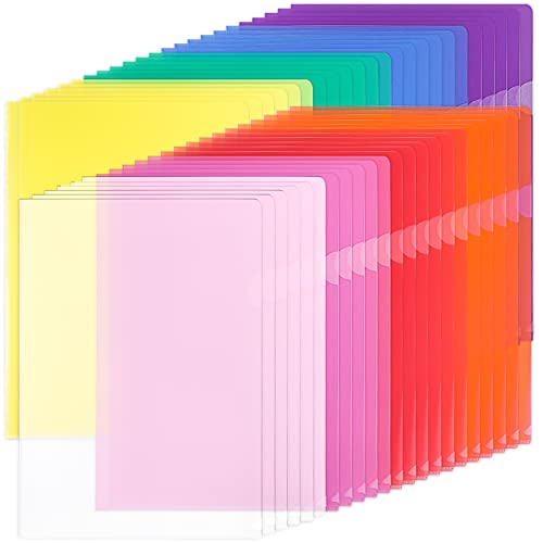 EOOUT 45pcs Clear Document Folders Plastic Project Pockets, 12.2' x 8.7', 8 Colors Plastic Sleeves for Letter Size and A4, for School and Office Supplies