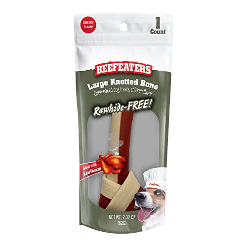Beefeaters Large Knotted Bone, Rawhide Free Dog Treat, 1ct, Case of 12