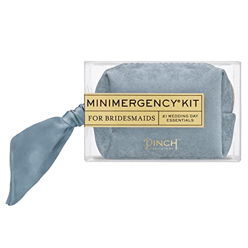 Pinch Provisions Velvet Minimergency Kit for Bridesmaids, Includes 21 Emergency Wedding Day Must-Have Essentials, Perfect Bridal Shower and Bridesmaids Proposal Gift - Dusty Blue