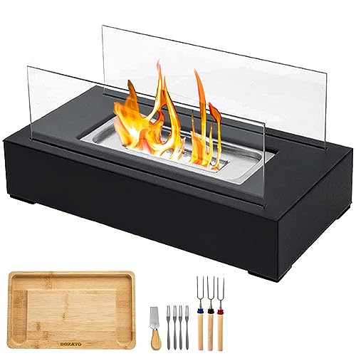 ROZATO Tabletop Fire Pit with Smores Maker Kit Portable Indoor/Outdoor Mini Small Fireplace Table Top Decor Home Patio Balcony Gifts for Women Mom Her Wedding Housewarming Mothers Day Birthday Gift