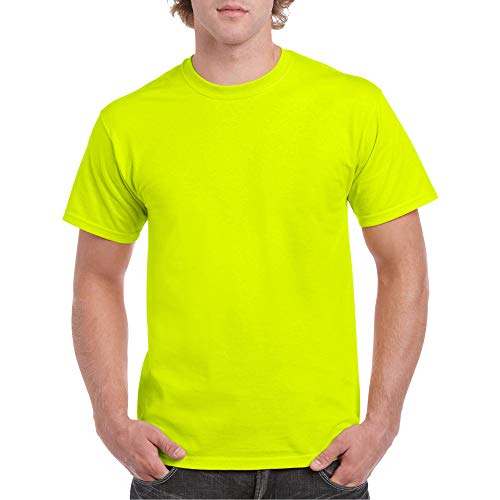 Gildan mens Heavy Cotton T-shirt, Style G5000, Multipack Shirt, Safety Green (2-pack), Large US