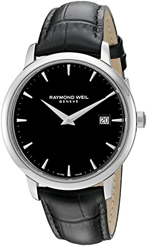 Raymond Weil Men's 'Toccata' Swiss Quartz Stainless Steel and Leather Watch, Color:Black (Model: 5488-STC-20001)