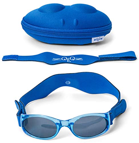 Tuga Polarized Baby/Toddler UV 400 Sunglasses w/ 2 Straps & Case, Blue