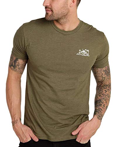 INTO THE AM Summer Islands Men's Tee - Nature Themed Graphic T-Shirts (Olive Green, Large)