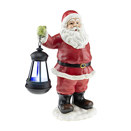 Clever Creations Resin Christmas Figurine Decoration, Festive Holiday Home Décor for Tables and Shelves, Santa with Lantern