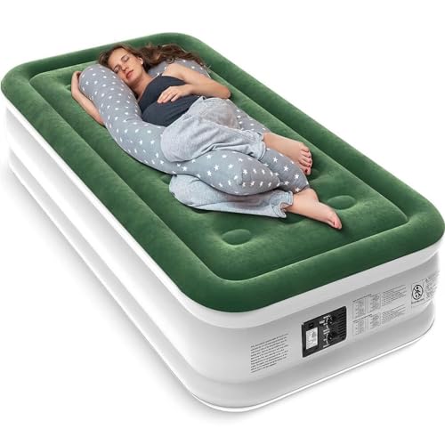 Zearna Air Mattress with Built in Pump - Upgraded Twin Blow Up Mattress, 2 Mins Quick Self Inflatable with Double Air Chamber,18'/550lbs Max, Strong Support, for Camping,Home,Guests,Portable Travel