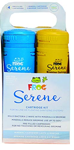 FROG Serene Cartridge Kit for Hot Tubs for use only with FROG Serene Floating Sanitizing Systems for Spas up to 600 gallons, Includes FROG Serene Mineral Cartridge and 3 FROG Serene Bromine Cartridges