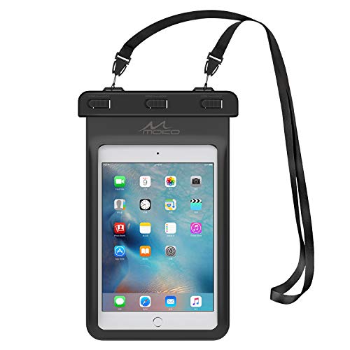 MoKo Universal Waterproof Case, Dry Bag Pouch for iPad Mini 6/5/4/3/2, Samsung Tab 5/4/3, Galaxy Note 8, Tab S2/Tab E/Tab A 8.0, LG G Pad III 8.0, Google Nexus 7(FHD) & More Up to 8.3' - Black