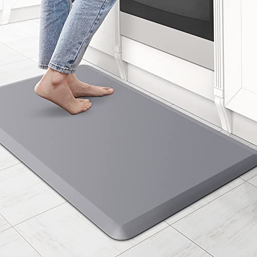 KitchenClouds Kitchen Mat Cushioned Anti Fatigue Rug 17.3'x28' Waterproof Non Slip Standing Desk Mat Comfort Floor Mats for Kitchen House Sink Office (Grey)