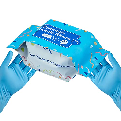 Nitrile Gloves Kids Gloves Disposable, Nitrile Gloves for 4-10 Years - Latex Free, Powder Free - for Halloween Preparation, Crafting, Painting, Gardening, Cooking(50PCS)