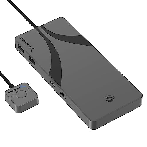 SABRENT Thunderbolt 4 KVM Switch, Peripheral Sharing with 3X Thunderbolt 4 USB C 40Gbps, 2X USB-C Charging 60W (PD 3.0) | 4X USB Type A 3.2x2 10Gbps | Supports 4K@144Hz / 8K@60Hz DSC (SB-TB4K)