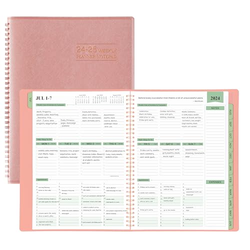 2024-2025 Planner - 3-Tier Down Weekly & Monthly Planner, 11.38'' x 8.74'', JUL 2024 - JUN 2025, 60 Minutes Intervals, Monthly Tabs, Back Pocket