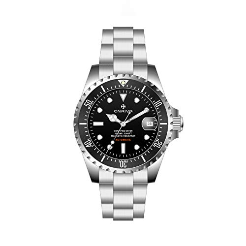 ENRIVA Men's 1000 Meter Ceramic Professional Diving Watch with Japanese Automatic Movement-Black