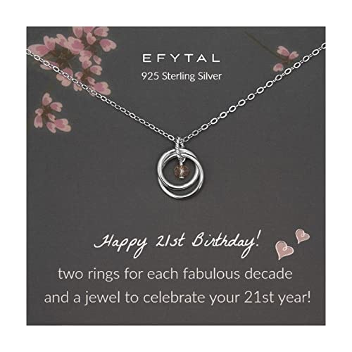 EFYTAL 21st Birthday Gifts for Her, Sterling Silver Necklace, 21 Year Old Birthday Gifts for Her, 21st Birthday Decorations for Her, Gifts for 21 Year Old Female, 21st Birthday Gifts for Daughter