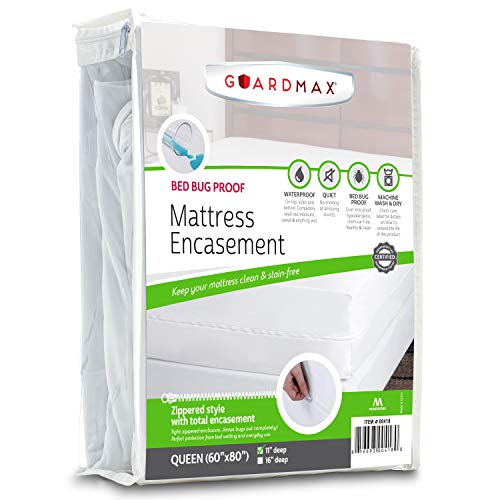 Guardmax Zippered Mattress Encasement - Queen Size - 100% Waterproof and Bed Bug Proof Mattress Protector - 6 Sided Absorbent Mattress Cover - Bed Sheet is Soft, Breathable, and Hypoallergenic.