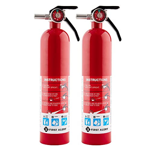 First Alert Home1-2, Standard Home Fire Extinguisher, Red 2pk, White, 2PACK