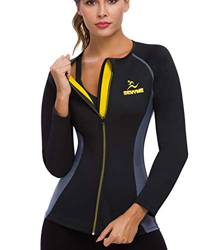 SEXYWG Women Sauna Shirt Neoprene Sauna Jacket Weight Loss Top Suit Workout Body Shaper Long Sleeve