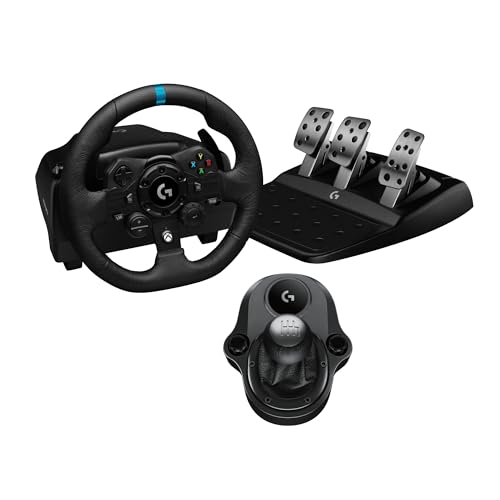 Logitech G Logitech G923 Racing Wheel and Pedals, TRUEFORCE Force Feedback, Real Leather Driving Force Shifter - Xbox X|S, Xbox One, PC, Mac - Black