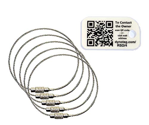 Dynotag Web Enabled Smart Mini ID Tag with DynoIQ & Lifetime Service + 5 S.Steel 6' Tag Loops