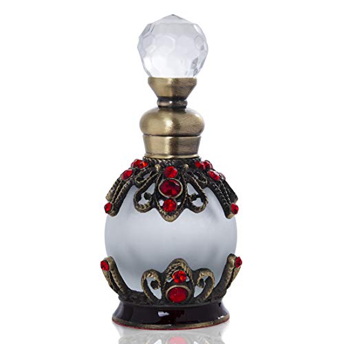 YU FENG Decorative Glass Perfume Bottle Empty Refillable Rhinestones Jeweled Vintage Crystal Perfume Vial Scent Bottles for Women Girls(15ml)